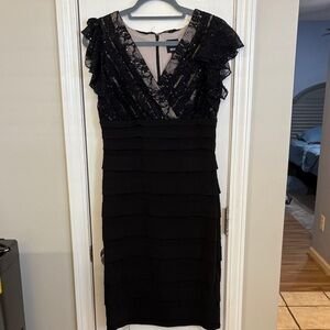 Elegant Black Ruffled Midi Dress